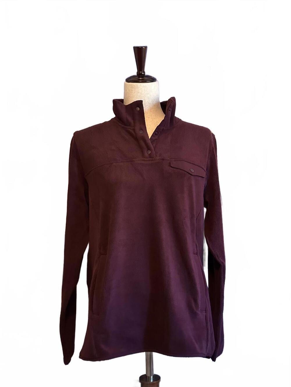 32 Degrees Heat Women’s Burgundy Snap Collar Fleece NWT